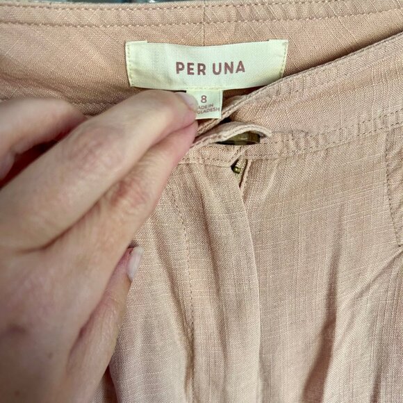 Per Una Linen Lyocell Blend Pleated Apricot Relaxed Pants Pockets Size 4 (US) - Picture 4 of 11